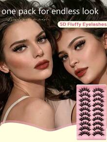 anlinnet 10 Cặp lông mi giả tự nhiên dày, mềm mại 3D, nhiều lớp, kiểu D, kiểu Nga, lông mi giả phóng to, độ cong cao, dày dặn, nguyên miếng, đồ dùng cần thiết khi đi du lịch - Xem 3