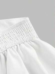 Top de tirantes con volantes y pliegues de color rosa dulce para mujer, top corto de verano - Blanco - Ver 3