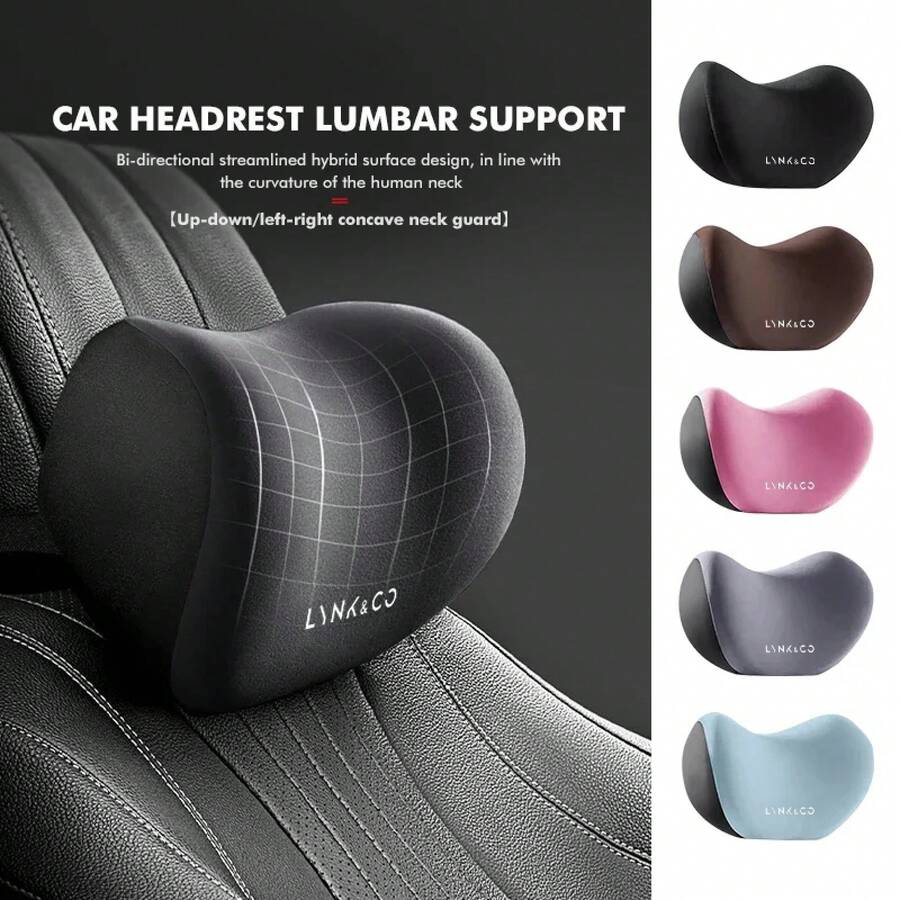 Juego de Reposacabezas y Soporte Lumbar Ergonómico para Auto, Cojín de Espuma Viscoelástica para el Cuello, Funda de Felpa Transpirable, Comodidad Interior Universal para Vehículos - 1 juego Marrón - Ver 1