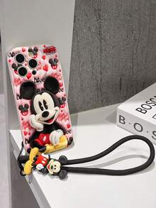 This Disney Mickey Mouse Lanyard Phone Case Is Fully Covered In TPU Material. It's Shockproof, Lightweight, And Compatible With IPhone17/16/11/13/15/15 Plus/15 Pro/15 Pro Max/12/14 Pro Max/11 Pro Max/12 Pro/12 Pro Max/13. This Phone Case Makes A Popular Birthday Gift Or Business Gift; It's Durable, Stain- And Fingerprint Resistant, And Suitable For Both Men And Women. The Set Also Includes A Mickey Mouse Phone Case And A Mickey Mouse Plush Bracelet. It's A Perfect Gift For Friends And Family. This Stylish Phone Case Is Fun, Lightweight, And Durable. IPhone17 Pro Max Phone Case, Minnie Mouse Phone Case. - 白色 - 查看 3