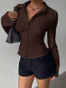 Women Blazers - Brown - View 9