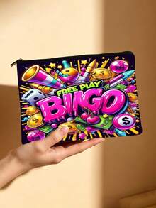 Bingo Game Print Cosmetic Bag, Double-Sided Pattern Toiletry Pouch, Bingo Night Essential, Perfect Gift For Bingo Lovers & Players - Multicolor - View 14