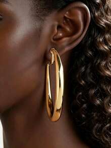 1 Pair C-Shaped Non-Pierced Ear Clips For Women - Yellow Gold - View 2