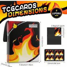 Trading Card Binder 4 Pocket,400 Pocket Card Collection Binder With 50 Removable Sleeves,PU Waterproof Top Card Book,3-Ring Zipper Collectible Trading Card Album For MTG/TCG/Card Holder Gift - Multicolor - View 3