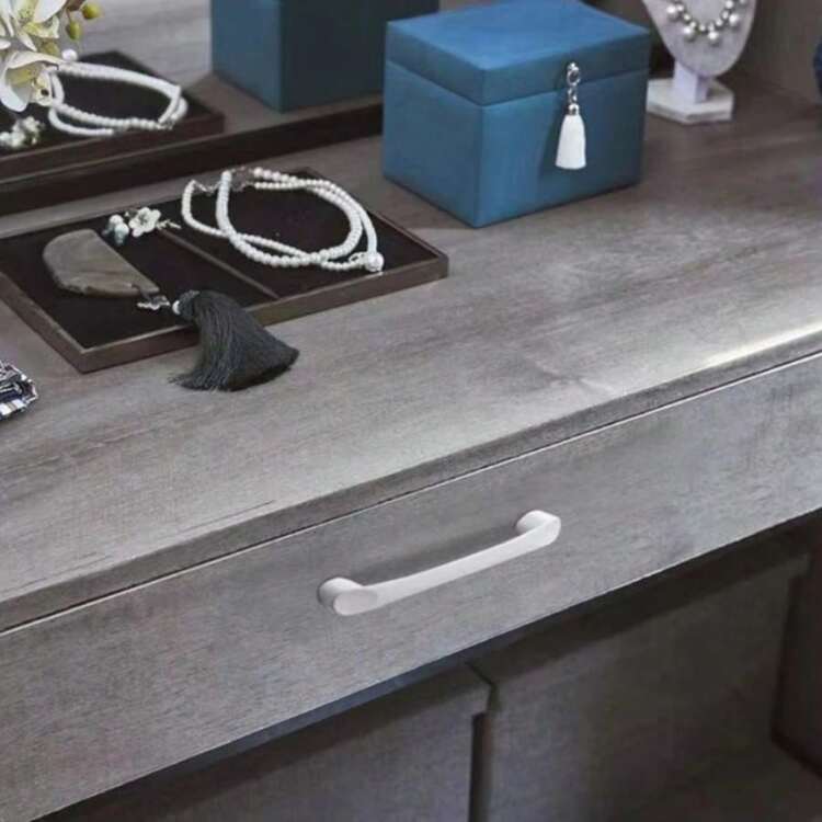 6 piezas Manijas de aleación de aluminio negro/blanco, Tiradores de cajón de cocina, Accesorios de herrajes de muebles - paquete de 6 unidades - Ver 5