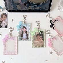 Ins风少女心形透明亚克力蝴蝶结卡套,偶像3英寸追星照片卡展示卡套学生吊坠保护套卡套 - 多色 - 查看 8