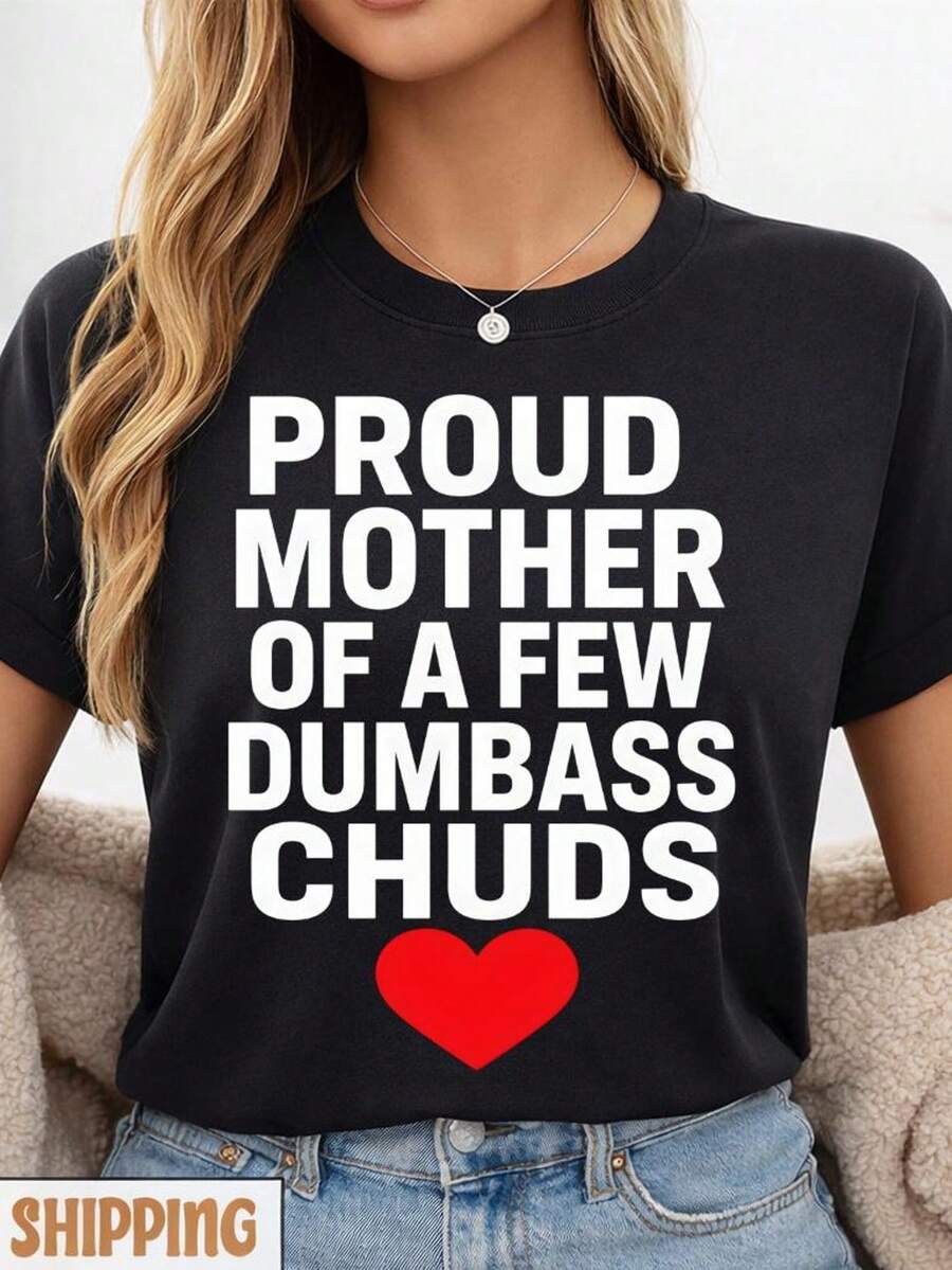 Camiseta "Mamá orgullosa de unos cuantos idiotas", camiseta divertida para mamá, regalo sarcástico para madres, camiseta con humor. Camiseta unisex de algodón puro de 220 g, peso ideal para todas las estaciones, apta para hombres y mujeres. Tejido duradero de alta calidad, suave al tacto y de larga duración. Parte superior transpirable. Adecuada para la primavera y el verano de las mujeres, vacaciones, Día de la Madre, Día de la Independencia. - Negro - Ver 1