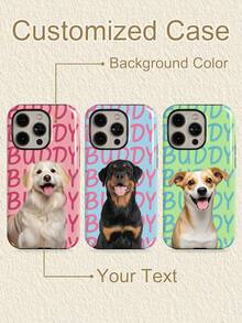 Étui de téléphone protecteur glacé 2-en-1 personnalisé avec photo d'animal de compagnie, nom et slogan, convient pour iPhone 11/12/13/14/15/16 17 Pro Max, style minimaliste Ins, cadeau personnalisé pour couple, usage quotidien, trajets, vacances, anniversaire - Multicolore - Voir 1