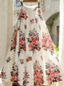 Falda de línea A floral elegante para mujer, de verano - Multicolor 2 - Ver 1