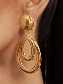 Altistry 1pair Water Drop Clip Fashion Simple Women Gift Party Ear Cuffs - Gold - View 4