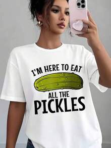 Informal para el día a díaI M Here To Eat All The Pickles Print Women Casual T Shirt Soft Comfortable Gift For Pickle Lovers Funny Food Lover Tee Perfect For Halloween Thanksgiving Christmas And Birthday,Camiseta de cuello redondo, camiseta informal estampada para mujer,Camisetas para hombre, camisetas a juego para padres e hijos, ropa de apoyo para la Copa del Mundo, artículos esenciales para la graduación y la vuelta al cole. - Blanco - Ver 7