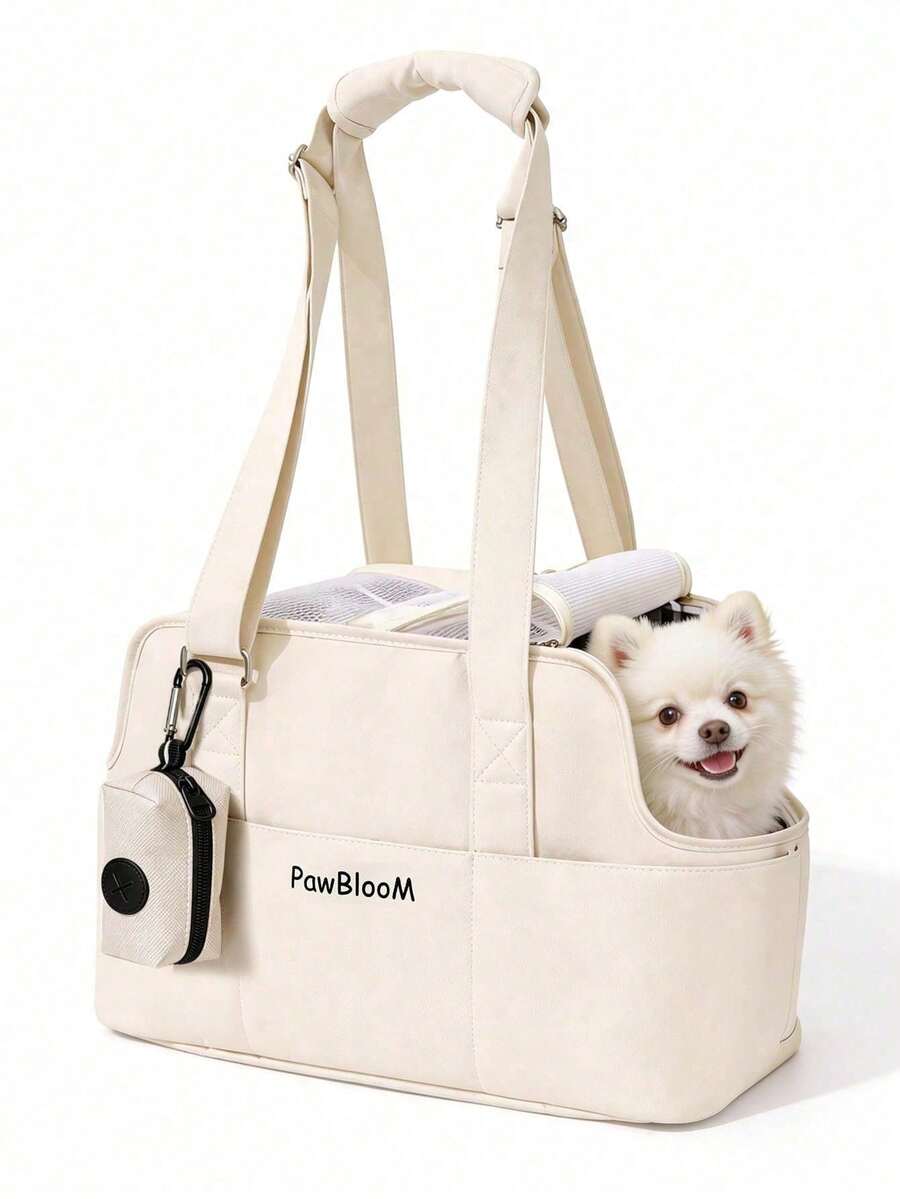 1个透气宠物背袋,适用于小型犬、兔子、猫咪,带大口袋,棉质面料,软边设计,可折叠,适合旅行、户外露营和野外活动,小型犬适用,可拆卸清洗,车载舒适宠物座椅 - 彩色 - 查看 1
