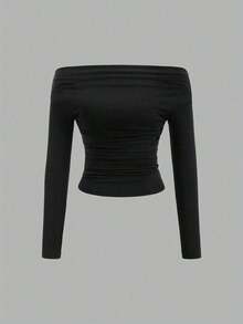 Conjunto de 3 piezas para mujer: Blusa de manga larga hombros descubiertos, blusas cortas entalladas, cómodas y amigables con la piel, versátil y estilizador - Multicolor 5 - Ver 5