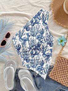 Blusa asimétrica del cuello para mujer para vacaciones de verano - Multicolor 6 - Ver 1