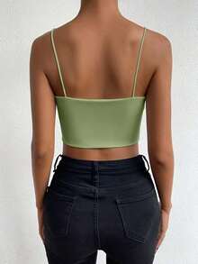 Top corto de color sólido ChicEase - Verde 2 - Ver 2