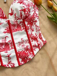 Camiseta sin mangas de punto rojo con escote en V y espalda cruzada, adecuada para citas, estilo bohemio, vacaciones, otoño, ropa de mujer, vintage, días festivos - Multicolor - Ver 4