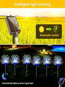 6串360LED/90LED太阳能路径灯,太阳能串灯,星形LED路径灯,太阳能烟花灯,太阳能花园草坪灯,8种照明模式,防水星光爆炸灯,适用于住宅车辆、露营、户外野餐和派对,可用于花园、露台、花园小径、庭院入口、别墅、秋季装饰、房屋装饰、住宅车辆、露营、户外野餐和派对、户外装饰、情人节装饰、道路、草坪区域 - 多色 - 查看 8