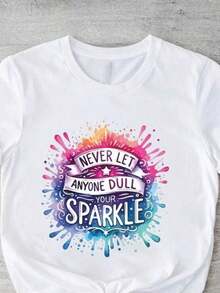 Camiseta Blanca Lisa para Niños Grandes, Corte Clásico, Manga Corta, Esencial para Primavera y Verano, Ropa de Verano para Niños, Ropa de Verano para Adolescentes, Ropa de Verano para Niños y Niñas, Ropa de Pascua para Niños, Ropa de Primavera para Niñas, Ropa de Verano, Camiseta Motivacional "Never Dull Your Sparkle", Estilo Moderno y Lindo "Girls Power", Camiseta Blanca de Manga Corta con Adorables Estampados de Pascua, Transpirable y Ligera, Ideal para Actividades al Aire Libre, Juego en Interiores, Clima de Primavera y Calor de Verano. Regalos de Pascua para Niños, Regalos de San Patricio para Niños, El Regalo Perfecto para Niños, Recuerdos de Fiesta para Niños. - Negro - Ver 9