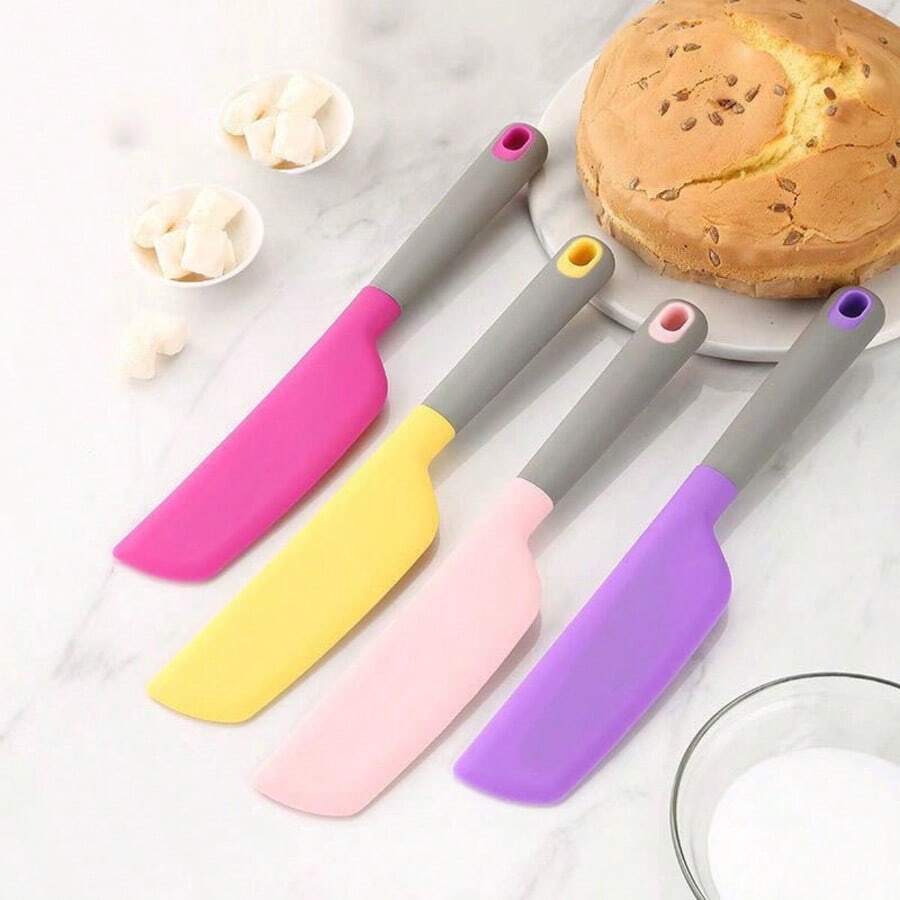1 peça Raspador de Silicone, Faca de Pão de Peça Única, Faca Grande para Misturar Salada, Espalhador de Manteiga para Cozer, Espátula para Bolo de Natas - Multicolorido - Ver 1