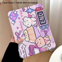 1 pieza Funda protectora de cristal acrílico con soporte, con diseños lindos de conejo y otros patrones, compatible con modelos populares de tabletas Honor/Apple y otros, plegable anti-doblado, esquinas reforzadas de silicona, función de encendido/apagado automático, ranura para lápiz, soporte plegable de varios ángulos - Protección diaria perfecta, regalo ideal - Multicolor - Ver 3