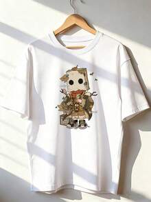 Camiseta de Manga Corta con Estilo Vintage y Fantasía,Camiseta de manga corta de moda para primavera y verano de 2026, hecha en México, 180 gramos. Estampado de dibujos animados, modelo de pareja, apta para uso interior o exterior. Cuello redondo, unisex, ideal para oficina y ocio. Paquete de una pieza. - WH-P631577SLNDXZGY504 - Ver 1