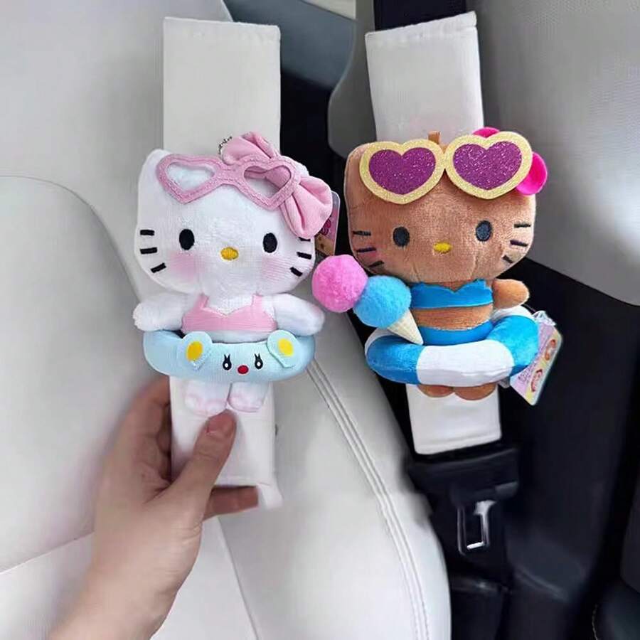 Miếng đệm vai dây an toàn ô tô họa tiết mèo hoạt hình, đệm dây an toàn thiết kế hình động vật dễ thương - Nhiều màu - Xem 1