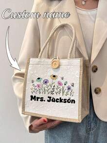 Customizable Tote Bag, Personalized Teacher's Day Gift, Thanksgiving Gift, Suitable Great Gift For Women, Mom, Teachers, Friends, Bridesmaids, Student - Multicolor - View 7