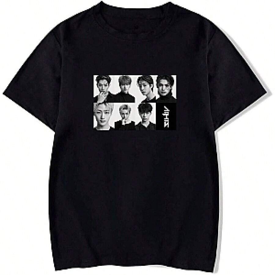 Playera Casual Con Diseño Coreano, Ideal Para Salidas Y Ocio playeras de hombre playeras oversize de mujer y2k camisa de mujer camisa blusa casual mujer blusa elegante mujer ofertas - Negro - Ver 1