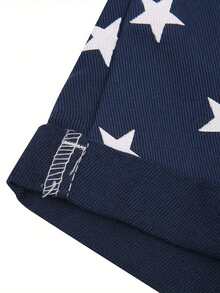 Women's American Flag Overalls Jean Shorts Cotton Summer Rompers 4th Of July Patriotic Jumpsuit Outfit Casual Adjustable Bibs Denim Overalls Color Block Stripe Star Print Suspender Shorts With Pockets Independence Day Outfit - Azul - Ver 3