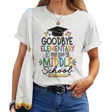 Adiós Primaria, próxima parada: Escuela Secundaria.Camia de graduación para mujer.Transpirable y cómoda. - Blanco - Ver 7