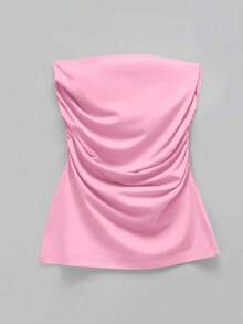 Top Sin Tirantes Con Pliegue Dividido - Rosa Fucsia - Ver 3