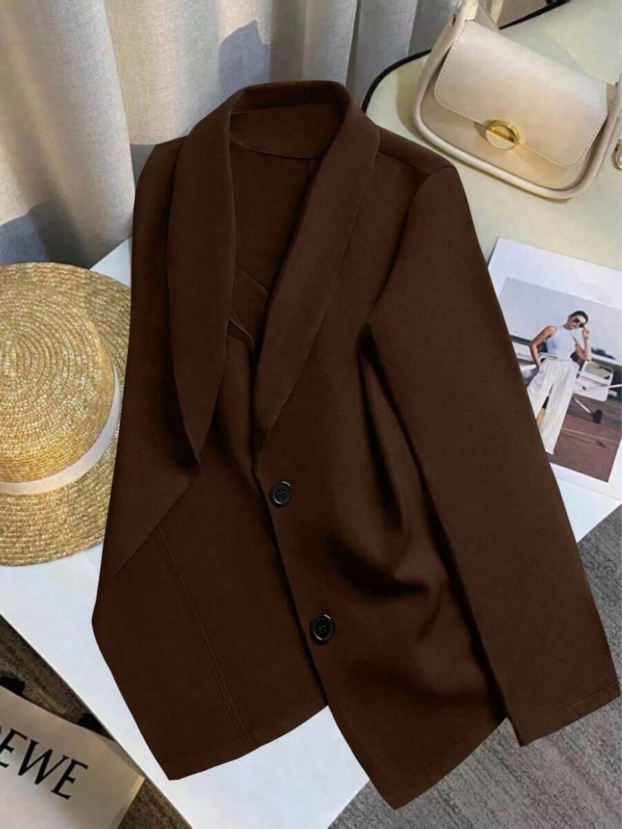 Chaqueta de blazer ajustada de manga larga y sexy para mujer, conjunto verde, chaqueta de traje para mujer, blazer verde para mujer, blusas sociales, ropa de oficina para mujer, ropa de negocios profesional, abrigo de invierno para mujer verde - Café integral 2 - Ver 1