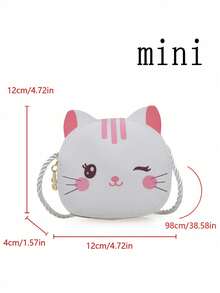 This Stylish Cartoon Winking Cat Coin Purse Features A Cute Zipper Design, A Korean-Style Round Mini Shoulder/Crossbody Style, And A Unique Design With A Comfortable And Versatile Shoulder Strap. Suitable For Everyday Outings And Leisure Activities, It Makes A Great Gift Choice. - Multicolor - View 9