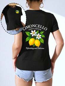 Camiseta personalizada para mujer - Agrega tu texto y fotos (paisaje/insignia/pareja/familia/selfie/mascota), imprimible por delante y por detrás, adecuada para viajes de verano, regalo para la novia, camiseta personalizada para mujer, top de mujer, moda, casual, minimalista, personalizada, única, ropa de hombre, armario cápsula negro, para la familia - Negro - Ver 3