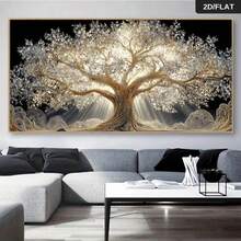 2D/FLAT 1pc Frameless Wall Art,Modern Abstract Tree Of Life Canvas Painting - Snow-Covered Tree Of Life Poster, Modern Minimalist Style Art Print, Realistic Roots And Leaves, Natural Inspiration Home Decor - Design 02 - View 5