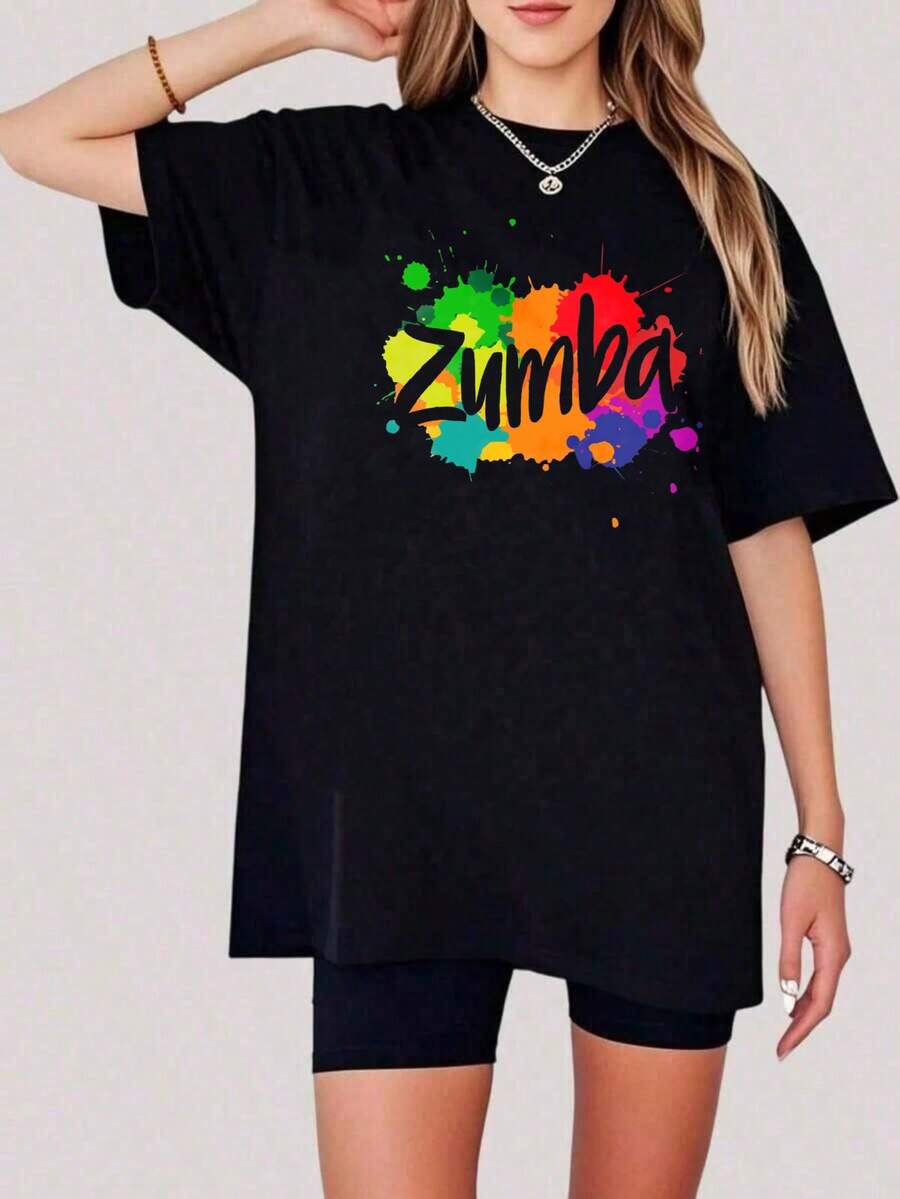 1 Pieza 180g Camisetas Para Mujer, Camiseta Hombre. Camiseta informal de algodón con cuello redondo. Camiseta deportiva para mujer. Diseñadas por artistas de la generación Y2K al estilo Bababask, confeccionadas en algodón 100 % puro. Diseño de patrón de dibujos animados creativos, cómoda manga corta, zumba - Negro 7 - Ver 1