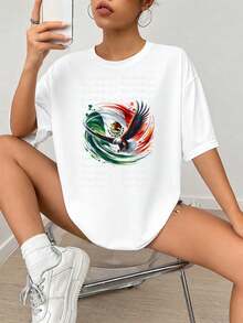 Impresión gráfica de águila mexicana Cr-est, Diseño de remolino dinámico con colores verdes, blancos y rojos, Arte de Símbolo Nacional Patriótico, para pared de decoración doméstica Art.jpgRegalos personalizados: Camisetas para mujer con estilos que van desde lo moderno, hippie, casual y minimalista. Ropa masculina personalizada única, armarios cápsula y prendas básicas/urbanas para hombre. Regalos ideales para novios, familiares y amigos, adecuados para cumpleaños, vacaciones, colegio/competiciones, deportes/escalada y más, así como para la moda de otoño y eventos urbanos. Blanco verano. - Blanco - Ver 2