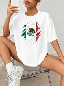 Sticker gráfico mexicano Fl-ag con emblema de águila y serpiente, diseño de borde desgarrado, colores rojo, blanco y verde, decal de arte nacional patriótico para coche o Wall.jpgRegalos personalizados: Camisetas para mujer con estilos que van desde lo moderno, hippie, casual y minimalista. Ropa masculina personalizada única, armarios cápsula y prendas básicas/urbanas para hombre. Regalos ideales para novios, familiares y amigos, adecuados para cumpleaños, vacaciones, colegio/competiciones, deportes/escalada y más, así como para la moda de otoño y eventos urbanos. Blanco verano. - Blanco - Ver 2