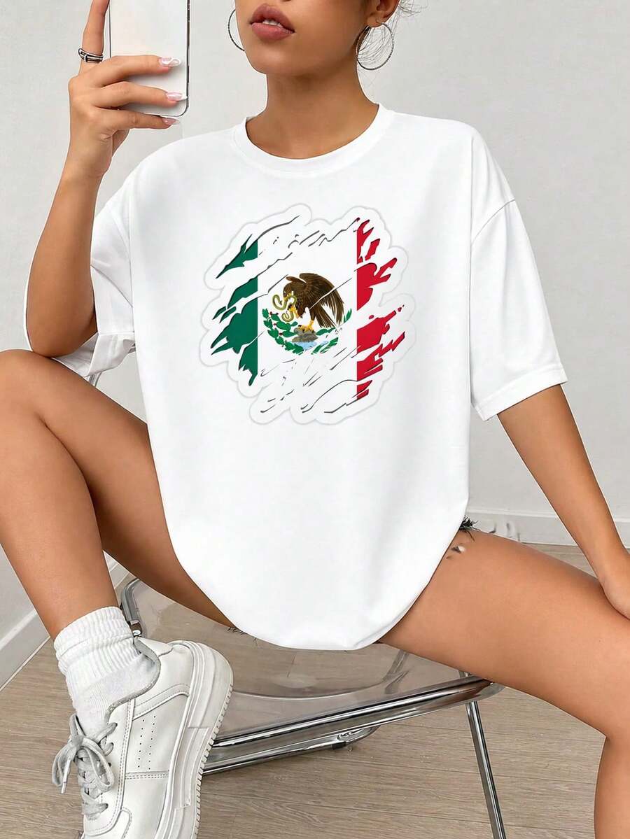 Sticker gráfico mexicano Fl-ag con emblema de águila y serpiente, diseño de borde desgarrado, colores rojo, blanco y verde, decal de arte nacional patriótico para coche o Wall.jpgRegalos personalizados: Camisetas para mujer con estilos que van desde lo moderno, hippie, casual y minimalista. Ropa masculina personalizada única, armarios cápsula y prendas básicas/urbanas para hombre. Regalos ideales para novios, familiares y amigos, adecuados para cumpleaños, vacaciones, colegio/competiciones, deportes/escalada y más, así como para la moda de otoño y eventos urbanos. Blanco verano.