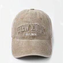 新款可水洗棉质棒球帽 - 绣有“NEW YORK”字样 - 带帽檐 - 3D刺绣户外帽 - 彩色 - 查看 9