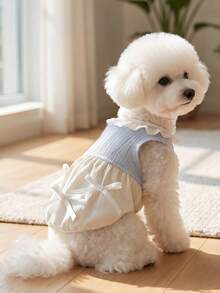 奶油蓝色蓬蓬裙宠物服装，适合中大型犬猫 - 彩色 - 查看 1