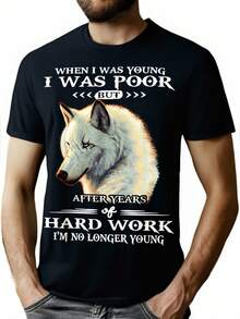 White Wolf Nature Photo Wolf Hunting T-Shirt - 100% Cotton 7.76 Oz - 黑色 - 查看 1
