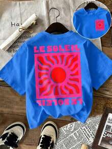 Camiseta de Mujer DrmWander, Estilo Casual Urbano con Estampado Gráfico, Camiseta de Manga Corta, Bonita para el Verano - Azul 2 - Ver 4