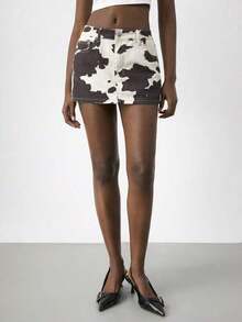 Maija Minifalda vaquera de mujer con estampado de vaca, estilo Y2K, adecuada para conciertos de música, vuelta al colegio, ropa de calle, otoño - Multicolor - Ver 5