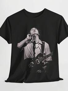 New T-Shirts For Men And Women 2026, Unisex T-Shirts With Retro Band Print, Soft, Suitable For All Seasons, A Must-Have Urban Casual Fashion Item, Versatile For All Seasons, Affordable For Everyday Wear And For Fans And Friends - 220G, Plus Size. - 黑色 - 查看 6