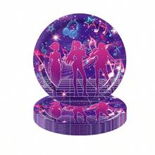 60 Stück K-POP Themen Party Zubehör Set, geeignet für die Dekoration von K-POP Geburtstagsfeiern. Mit einem lila Musik-Thema, um einen einzigartigen Party-Dekorationseffekt zu schaffen - Übersicht 5