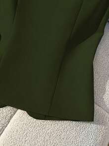 Camisa sin mangas de unicolor y estilo minimalista con botones para mujer - Verde Oliva - Ver 3