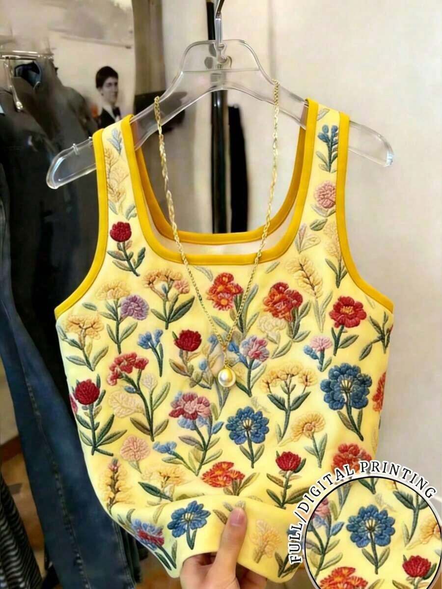 Mejor vendido top ajustado estampado para mujeres - Multicolor 3 - Ver 1