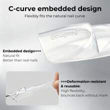 nailpop Molde de uñas de espacio negativo de 2 capas, el diseño en capas puede incrustar decoraciones, flores secas, diamante de imitación, surco de conformación francesa autónomo, fácil de usar, amigable para principiantes para un efecto de manicura profesional - transparente - Ver 5