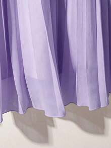 Falda plisada de línea A de gasa versátil y elegante para uso diario, de estilo de moda para mujer, verano - Morado - Ver 6